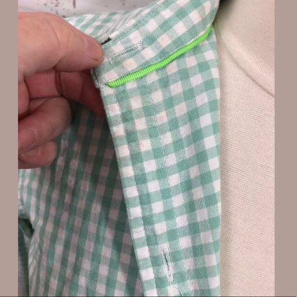 C Wonder Blouse S Aqua Green Check Shrunken Boyfit - Picture 8 of 8